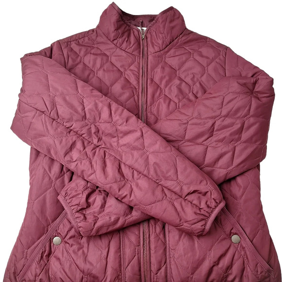 Eddie Bauer Women Medium Lightweight Burgundy Quilted Full Zip Field Jacket - Picture 6 of 16